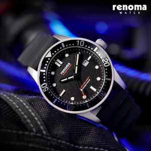 레노마 RE-2101BK 마린마스터 200M 방수 남자 다이버 시계 블랙
